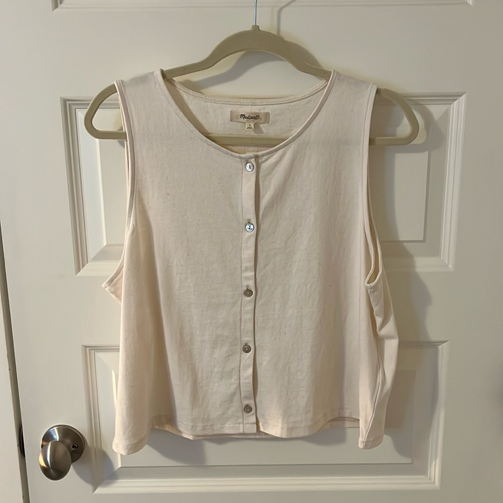 NWT Madewell Button Front Crewneck Crop Tank